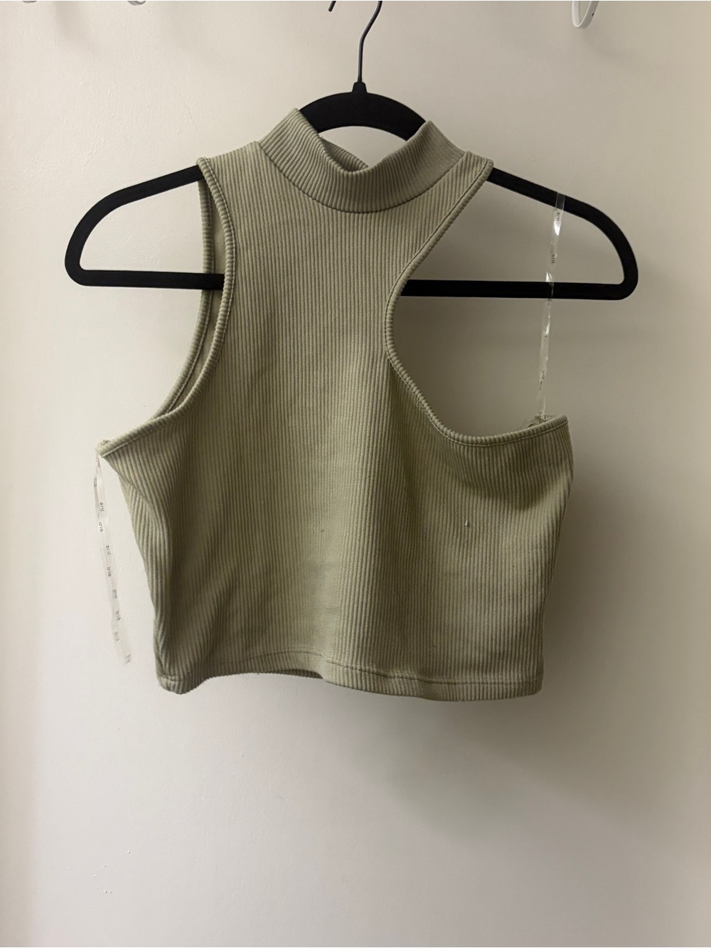 Sage Ribbed Racerback Crop Top - Picture 3 of 7